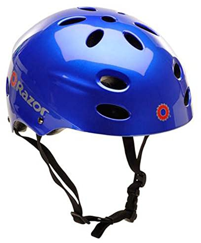 Razor V-17 Youth Multi-Sport Helmet - Kids Helmet with Adjustable Strap - Durable with Foam Padding for Biking, Skating, and Other Outdoor Sports - Gloss Blue - Complies with CPSC Requirements