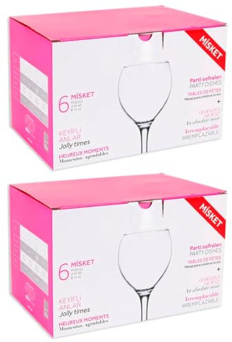 Acan Tradineur - Pack de 12 Copas - Modelo Misket - Capacidad: 210 ml - Ideal para Vino - Aptas para lavavajillas - Tamaño Aprox: Ø 6,8 x 14,8 cm