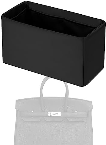 XYJG Purse Handbag Silky Organizer Insert Keep Bag Shape Fits Herme Birkin 20/25/30/35/40 bags, Luxury Handbag Tote Lightweight Sturdy(Black,BK 30)