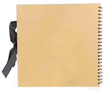 Scrapbook Photo Album Large 30 x 30cm Brown Square Scrap Book Photo Album With 40 sheets 80 pages and Ribbon Closure Ideal for Wedding Family Baby Vacation Arts Crafts DIY