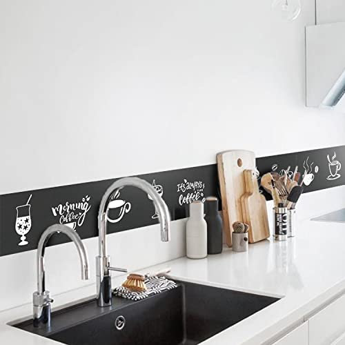 neukids Selbstklebende Bordüre, DIY Sockelleiste Schwarz Bordüre Kaffee Muster, Wand Bordüren Wohnzimmer Badezimmer Küche Decke, Dekoration Tapetenbordüre
