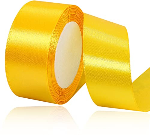 Nastro di Raso Giallo, larghezza 40 mm, 23 metri, per confezioni regalo, fai da te, bouquet, progetti di cucito, creazione di fiocchi, decorazioni di compleanno e matrimonio