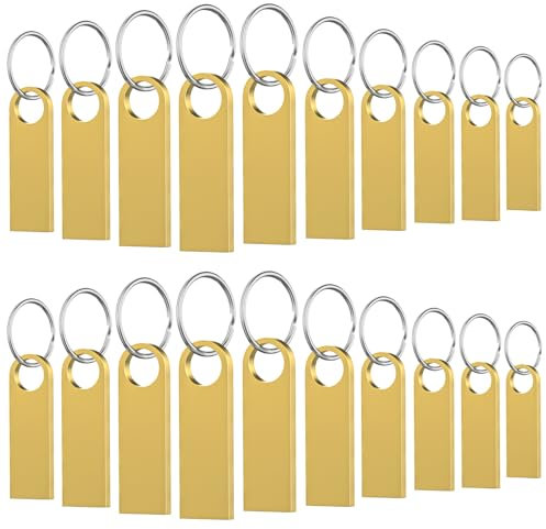 WOOOLKEN Chiavetta USB Mini da 128MB, 20 Pezzi, Impermeabile, 128 MB, USB, in,Metallo, Confezione da 20 Pezzi Pen Drive (oro)