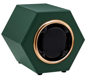 Mcbazel Automatic Watch Winder,PU Leather Watch Winder Box Single Watch for 1 Watch Display Storage Wristwatch with Quiet Motor Auto Turner USB C Powered-Dark Green