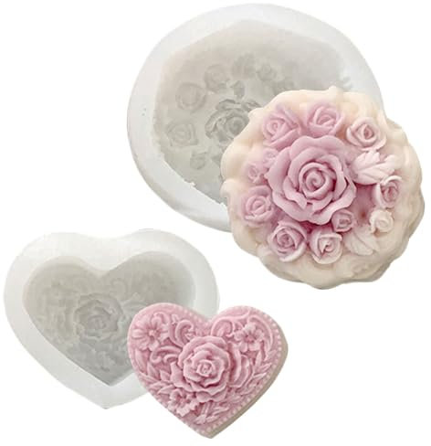 FYting 2 Stück Giessformen Silikon,Silikonformen GießFormen Kerzen,Seifenform,KerzengießFormen,zur Herstellung von Kerzen, Gips Aromatherapie,Basteln, Für Hochzeiten, Geburtstage, Weihnachten