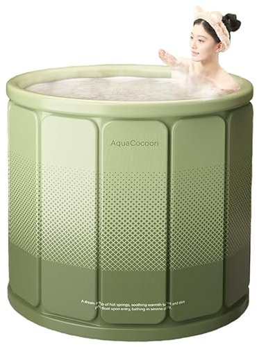 XUDREZ Baignoire pliable portable pour adulte - Seau de trempage - Baignoire chaude debout pour salle de bain - Isolation épaisse - 70 x 70 x 65 cm