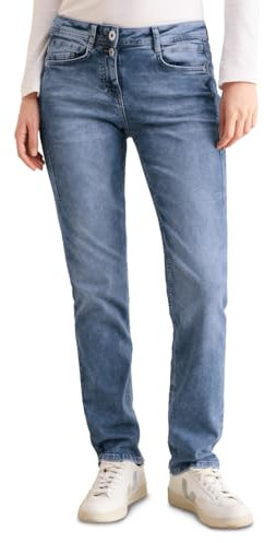 CECIL Damen B378662 Straight Leg Jeans, Light Blue Washed, 29W / 32L EU