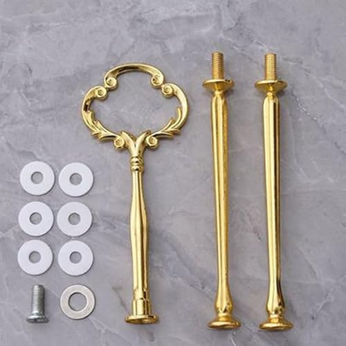 HEIBTENY Soporte para platos de pastel de frutas y girasoles, material de aleación de zinc, dorado/plateado (3 capas doradas)