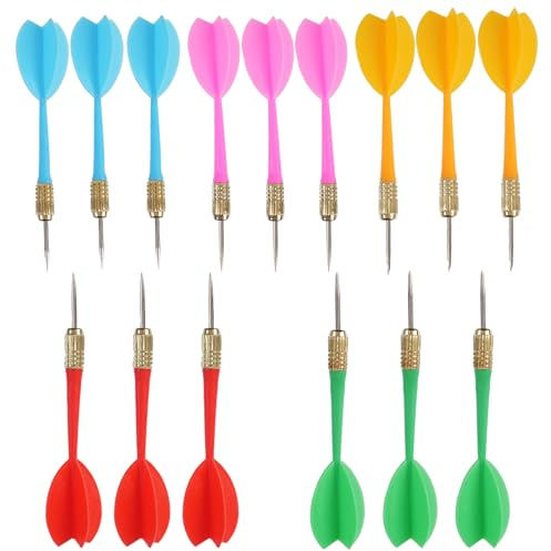CX L SUM Steel Tip Dart Colorful Dart 15pcs 6g Assorted Color. (Colorful 15pcs, Medium)