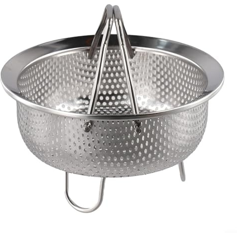 Inserto per cottura a vapore in acciaio inossidabile 304 compatibile con pentole a pressione e pentole, progettato con ampio cestello permeabile per una cottura uniforme ed efficiente (S)