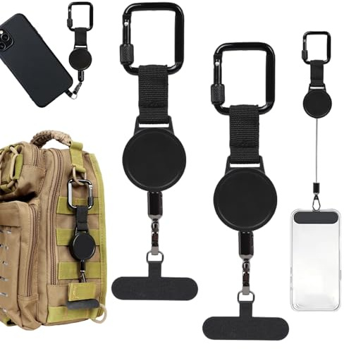 Skisafe Pro Handysicherung, Ski Handy Sicherung, Handy Halterung Skifahren mit Schnittfester Metalldraht ＆ Karabiner, Handysicherung Outdoor Ausziehbar füR Ski, Snowboard & Outdoor-Abenteuer (2Pcs)