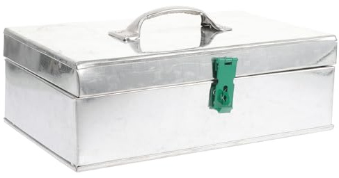 Toddmomy Boîte à Outils en Tôle Antirouille 28x16x9 Cm Serrure et Poignée, Conteneur de Rangement Multifonctionnel pour Maison, Garage et Atelier, Boîte de Rangement Couleur