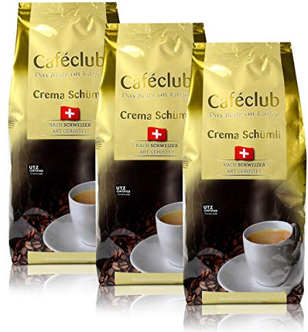 3x Cafeclub Supercreme Schweizer Schümli Kaffeebohnen 1 Kg Für Kaffeevollautomaten