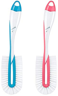 NUK Twist 10256372 platt borste för noggrann och mild rengöring, vit/röd, 1 st