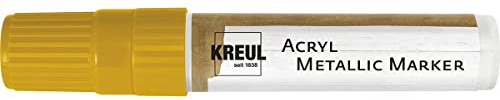 KREUL 46251 - Marcatore acrilico metallizzato XXL, con punta a cuneo di circa 15 mm, oro, vernice acrilica permanente con effetto metallizzato, per elementi puristici