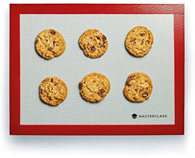 MasterClass Non Stick Silicone Baking Mat, Pastry Sheet, Oven Tray Liner, 40 x 30 cm, Red/White