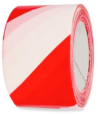 Amig - Cinta No Adhesiva de Balizamiento - Para Señalización y Advertencia de Peligro - Resistente al Agua y Flexible - PVC - 70 mm x 200 m - Cinta Rojo y Blanco