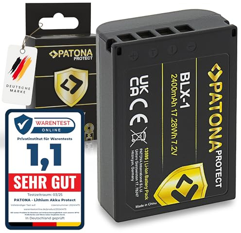 PATONA Protect BLX-1 Akku 2400mAh kompatibel mit Olympus OM-1 OM-3 OM1 OM3 BLX1 BL-X1 BL X1 BLX 1 Ersatzakku mit NTC-Sensor und hitzeresistentes V1 Gehäuse, feuerhemmend