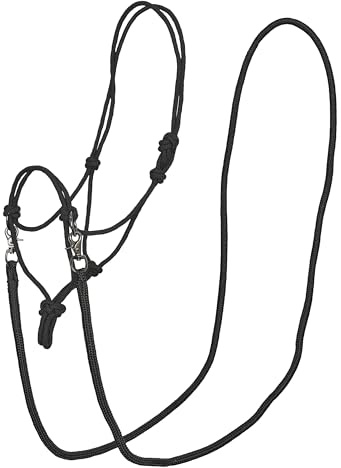 Imperial Riding IRHFree Ride Knot Halter - Lightweight, Robust Rope Halter Made of Strong Polyester Rope, Individually Adjustable, for Training, Floor Work & Everyday Use, Black, Cob