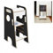 Skyline Steh und Lernturm Baby ab 1 Jahr Montessori Learning Tower Höhenverstellbar Tritthocker Kinder Indoor Möbel Kinderzimmer Trittschemel Kitchen Helper Hochstuhl mit Tafel Board (Schwarz/Weiß)