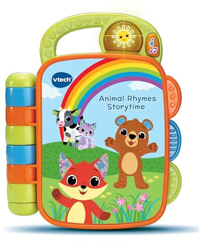 VTech Baby Animal Rhymes Storytime, Interactive Baby Book with 6 Wipe Clean Pages, Light-up Button, Songs & Melodies, Gift for Babies 9, 12, 18 months +, English Version
