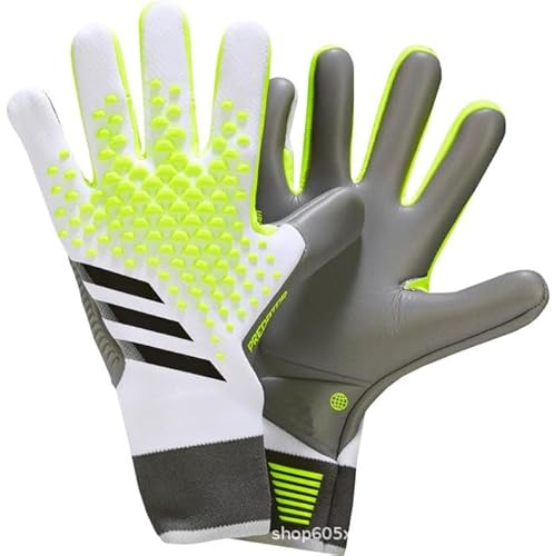 GJPWAKWM Guantes de portero de fútbol, para entrenamiento, con agarre fuerte, antideslizantes y transpirables, para adultos y niños (blanco, gris, 7)