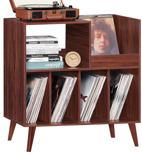 Großer Plattenständer mit Aufbewahrung,Plattenspieler-Ständer mit Ablage,Vinylplatten-Halterung mit Präsentationsfläche,Plattenständer für bis zu 300 Alben, Plattenregal für Musikzimmer und Wohnzimmer