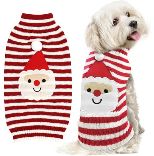 Pull Noel Chien Pull Chien Noel Pulls Noël Chiens Renne Noël Deguisement Chiot Noëls Vetement Chiens Tricoté Pulls pour Chiot Chat Blanc M