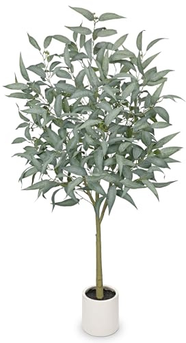 Konstgjord eukalyptus, konstträd, konstgjorda växter som äkta 150 cm, konstgjord växt, stor konstgjord eukalyptus, konstträd för hem, vardagsrum, sovrum, kontor, dekoration