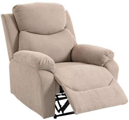 HOMCOM Sillón Reclinable de Salón Sillón Relax Reclinable Manual con Reposabrazos y Reposapiés Carga 150 kg Sofá Relax para Salón Dormitorio Beige