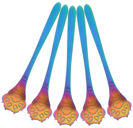 DECOMELODY 5pezzi Da in Acciaio Per Mescolare Tè e Espresso Cucchiaio Per Dessert Torte e Budini
