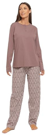 TRAMAS+ Pigiama Donna 100% Cotone, Pigiama Donna con Maglietta Manica Lunga e Pantalone Lungo, Pigiami da Donna, Pigiama 2 Pezzi Donna