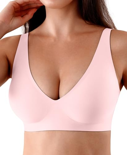 Sylcosia Soutien Gorge Plongeant pour Femme sans Armatures sans Coutures Lisse et Confortable Push Up Rembourrés Bustiers Souples Bralettes Tshirts pour Poitrines Généreuses Maintien Ferme