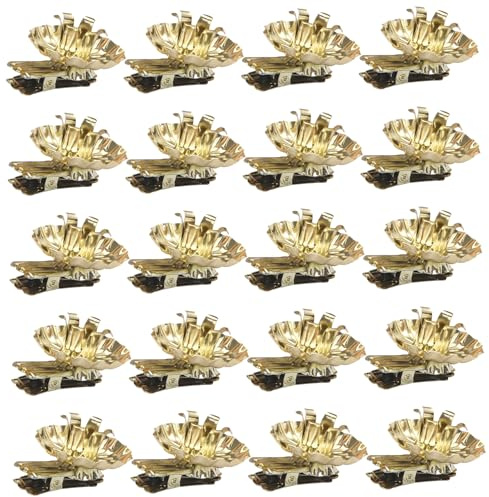 Portacandele per albero di Natale da 20 pezzi Portacandele a forma di fiore in metallo dorato con clip Bastone classico per decorazioni per feste di compleanno per albero di Natale