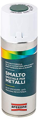 AREXONS SMALTO SPECIALE PER METALLI Smalto spray Verde Muschio Brillante RAL 6005, 400 ml vernice spray universale, smalto acrilico resine di alta qualità, essiccazione rapida, bomboletta spray