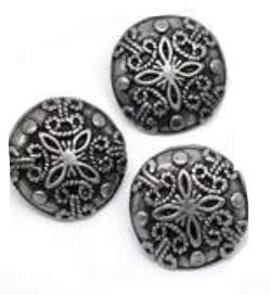 12 Stück Metallknöpfe 22mm rund antiksilber Knöpfe Blumen Zinklegierung