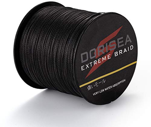Dorisea Extreme Braid 100% Pe Black Braided Fishing Line 109Yards-2187Yards 6-550Lb Test Fishing Wire Fishing String Incredible Superline Zero Stretch (100m/109Yards 550lb/2.5mm(16Strands))