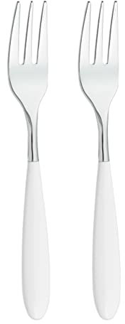 Grunwerg Yin & Yang Pastry Forks 2PAF650W, 18/10 Stainless Steel, Set of 2, White