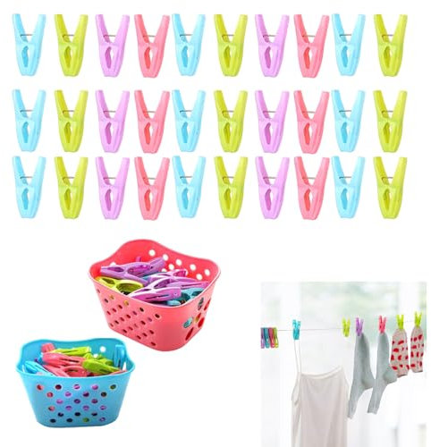 Mollette per Bucato Binblin 60PCS Mollette Bucato Porta Mollette Bucato Cestino Mollette da Bucato Mollette Panni Mollette per Bucato con Cestino Adatto per Afferrare Vestiti e Calze
