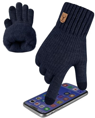 Kordear Winter Touch Screen Gloves - Touchscreen Thermal Warm Fleece Knitted Gloves Mens with Soft Lining for Men Driving Running Hiking Typing