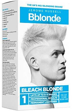 Jerome Russell Bblonde Bleach Blonde Kit No.1 - Bleach Blonde Hair Dye for Light to Dark Brown Hair Colour, Powder Bleach High Lift for 8-9 Shades Lighter Hair, Hair Dye Permanent for Men