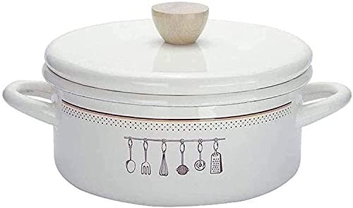 Terrakotta Kochtopf Suppe Auflauf Weißer Emaille -Topf, Haushaltsvorratstopf Mit Großer Kapazität Binauraler Eintopftopf Gaskocher Universal
