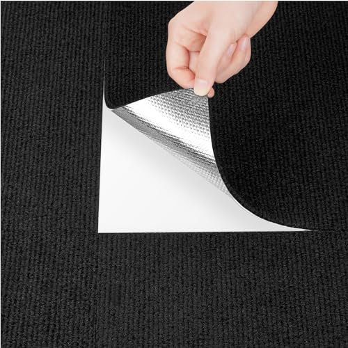 Livelynine Self Adhesive Carpet Tiles Black 30x30CM Non-Slip Peel and Stick Carpet Tiles for Bedroom Living Room Hallways Office Carpet Floor Tiles Commercial Apartment Carpet Squares Tiles 4 Tiles