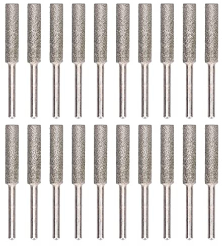 20Pcs Diamond Chainsaw Sharpener Burr Grinding Stone File Chainsaw Sharpener Kit Stone Grinding Bits Polishing Grinding Tool(5.5mm-Silver)