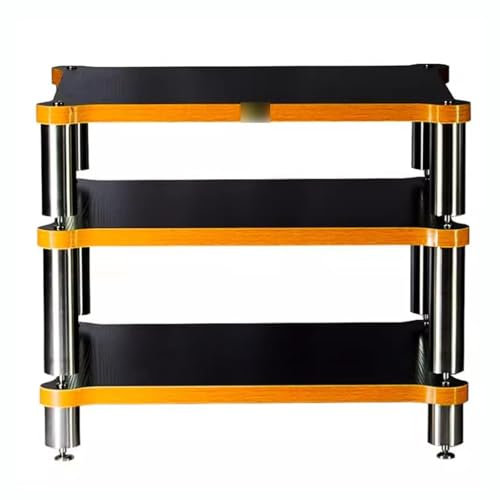 3-stufiges HiFi-Rack AV-Regal HiFi-Massivholz-Audio-Rack-Lautsprecher-Verstärkerschrank TV-Ständer Mit Medienablagen Audio-Video-Komponenten (Color : Schwarz, S : 60 * 60 * 48cm)