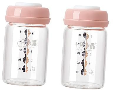 ifundom Milk Storage Cups 2Pcs Clear Scale Glass Breastmilk Bottles Portable Lightweight for Easy Feeding and Storage Dishwasher Freezer Safe 4.3In X 2.2In