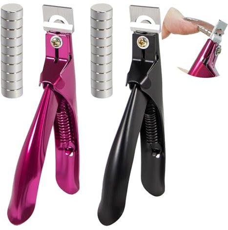 2 Pezzi Tagliaunghie Professionale in Acciaio Inox, Taglia Unghie per Mani con Misuratore Magnetico, per Unghie Finte, Tip in Gel per Unghie, Artificiale Manicure Trimmer
