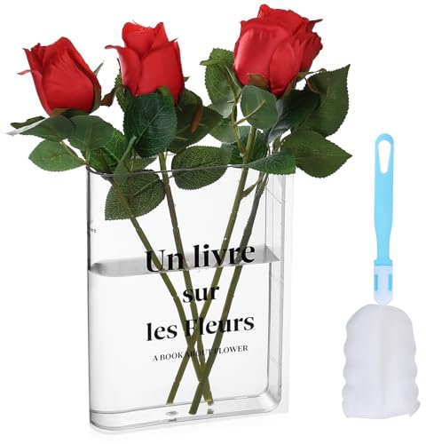 Vaso Libro Trasparente, Vaso a Forma di Libro, Vaso di Fiori Acrilico, Vaso Fiori Vaso per Tulipani, Libro Chiaro Fiore Vaso, Decorazione Vaso da Tavolo Libreria Scaffali Oggetti Decorativi per Casa