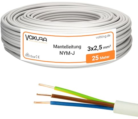 NYM-J 3x2,5 mm² 25m Ring Mantelleitung Installationskabel Stromkabel Feuchtraumkabel Kupfer