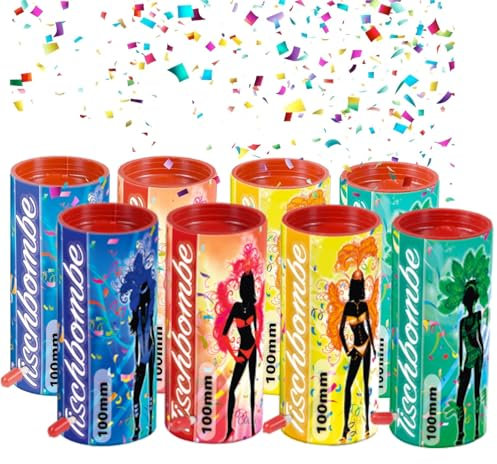 8er Tischbomben Party Set Partypopper für Silvester & Partys, Jugendfeuerwerk Kat. F1 für Kinder & Jugendliche 2026